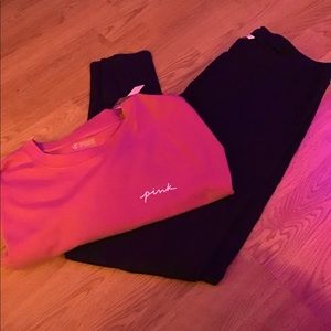 NWT VICTORIA’S SECRET PINK 2pc tee&leggings OS